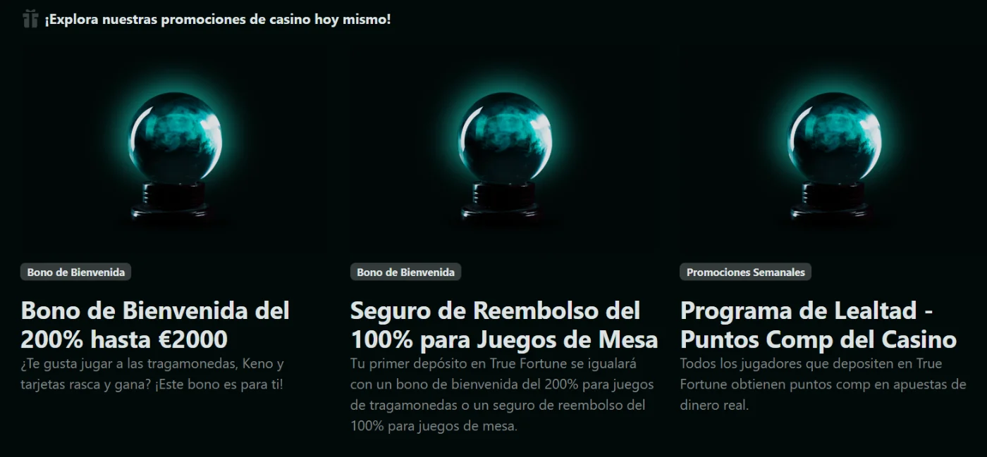 TrueFortune Casino Promociones